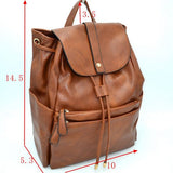 Drawstring leather backpack - denim