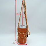 Quilted cylinder crossbody bag - coffee