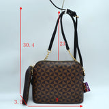 Check pattern crossbody bag with wallet - brown