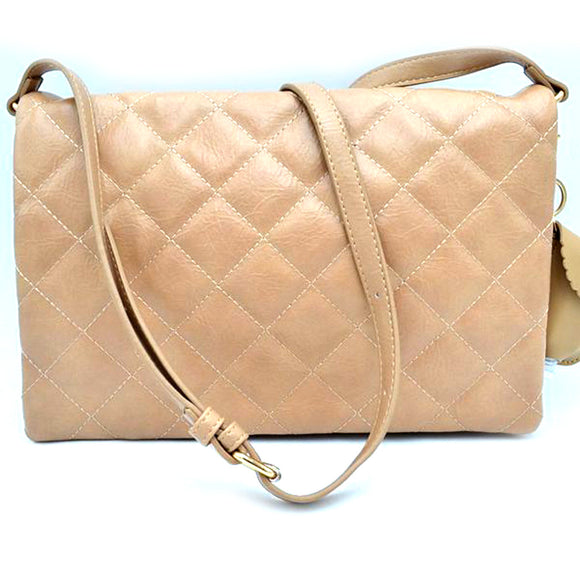 Quilted crossbody bag - nude
