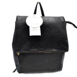 Foldover & laser cut backpack - black