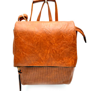 Foldover & laser cut backpack - brown
