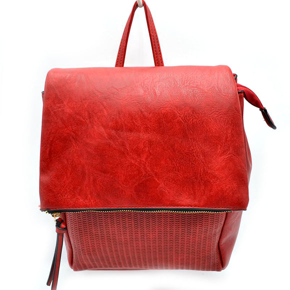 Foldover & laser cut backpack - red