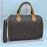 Monogram pattern boston bag with wallet - beige/brown