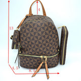 3-in-1 monogram pattern backpack - black/brown