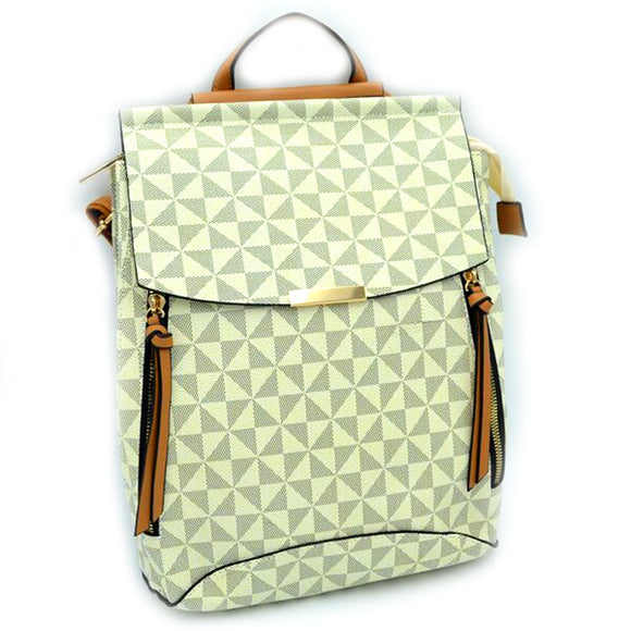 Monogram pattern backpack - beige
