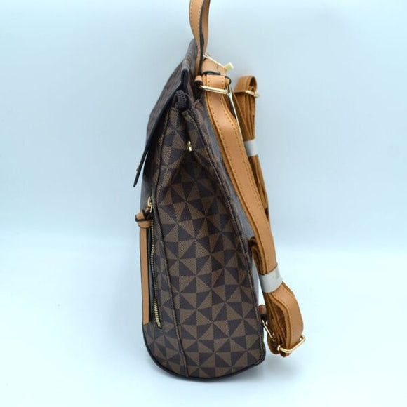 Monogram pattern backpack - brown
