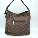 2-in-1 monogram pattern shoulder bag with wallet - beige