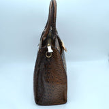 Leopard & crocodile embossed tote set with queen bee - brown