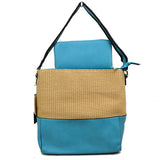 Raffia shoulder bag with wallet - turquoise