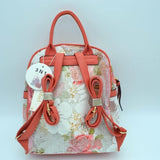 Floral print fish net backpack set - salmon