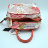 Floral print fish net backpack set - salmon
