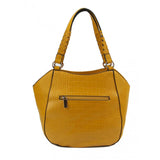 Crocodile pattern tote with wallet - yellow