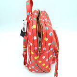 Polka dot backpack with wallet- red