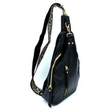 Fashion leather sling bag - black