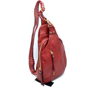 Fashion leather sling bag - red