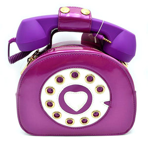 Telephone Design Satchel Bag - purple