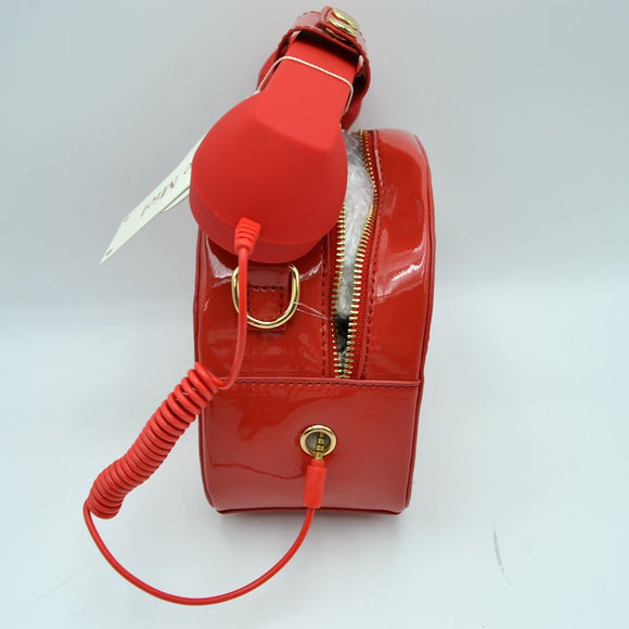 Telephone Design Satchel Bag - blue