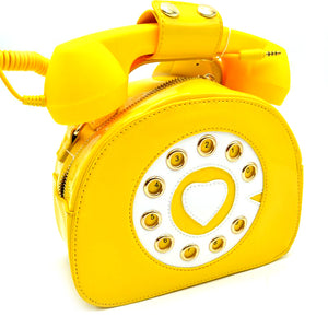 Telephone Design Satchel Bag - yellow