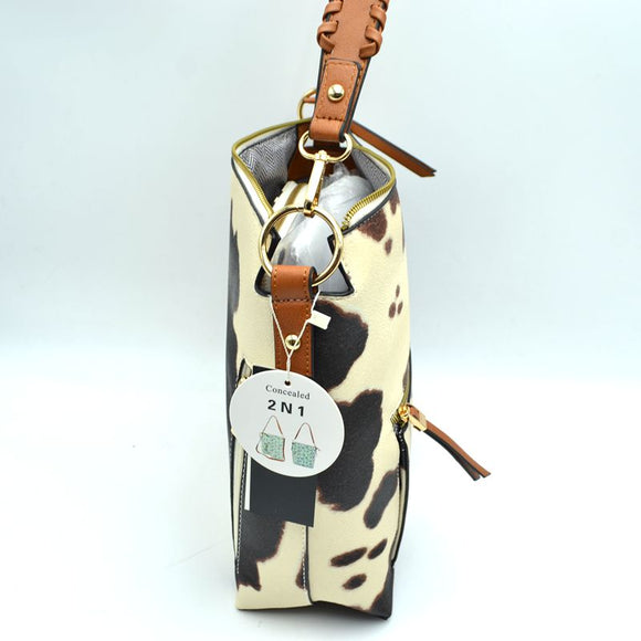 Zipper detail shoulder bag with wallet - brown