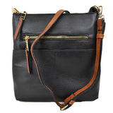 Front zipper crossbody bag - black