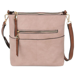 Front zipper crossbody bag - blush