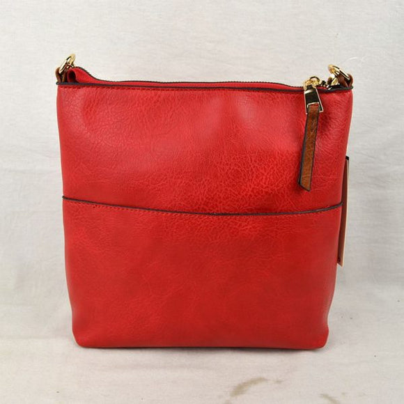 Front zipper crossbody bag - red