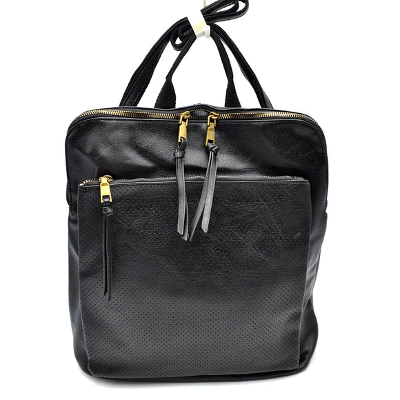 Double zipper backpack - black