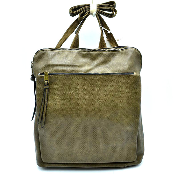Double zipper backpack - olive