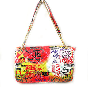 Graffiti quilted chain shoulder bag - multi 2