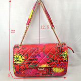 Graffiti quilted chain shoulder bag - multi 4