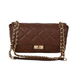Quilted chain shoulder bag - brown