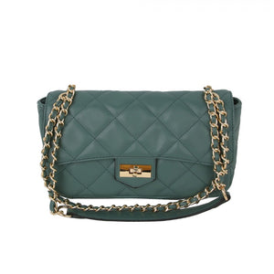 Quilted chain shoulder bag - turquoise