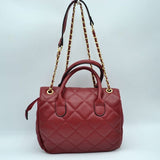 Quilted chain shoulder bag with wallet - brown
