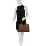 Quilted chain tote with wallet - brown