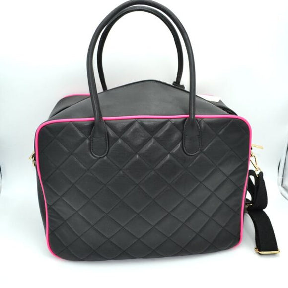 2-in-1 quilted travel bag - neon fuchsia