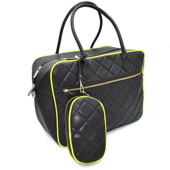 2-in-1 quilted travel bag - neon yellow