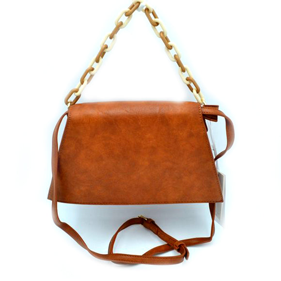 Acrylic chain satchel - brown