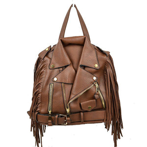 Convertible leather jacket bag - brown