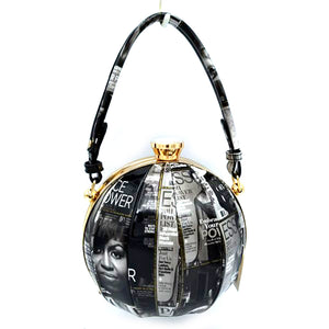 Michelle Obama collage round tote - black