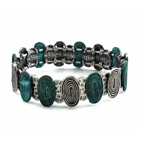 Swirl bracelet - patina & silver