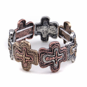 BOLD CROSS BRACELET - Pink Vanilla