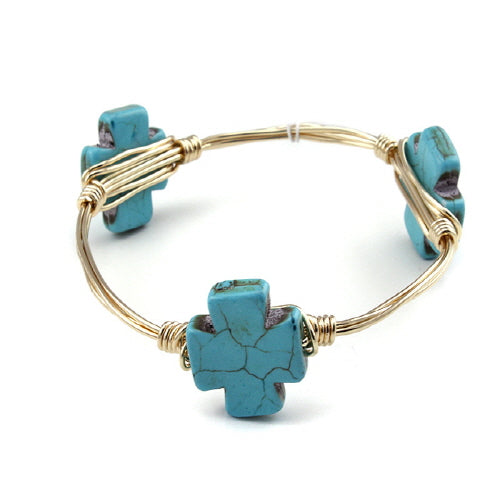 CROSS WIRE BANGLE - TURQUOISE