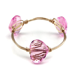 HEART WIRE BANGLE - PINK