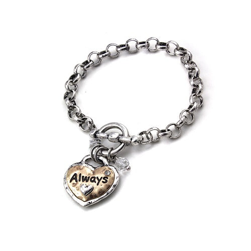 Heart w/ always charm toggle bracelet