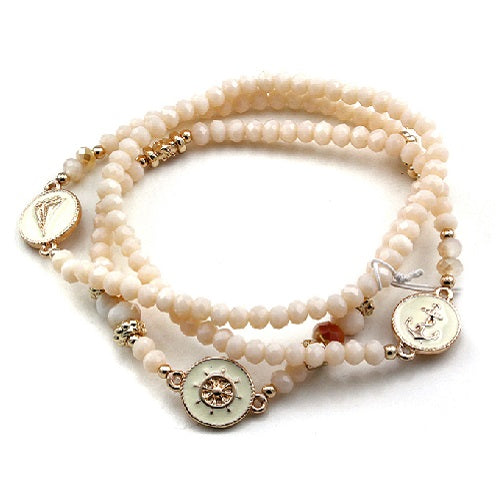 Nautical glass bead bracelet - natural