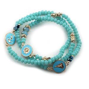 Nautical glass bead bracelet - turquoise