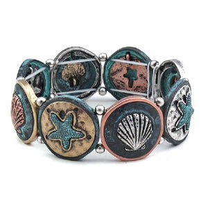 Starfish & shell bracelet - patina