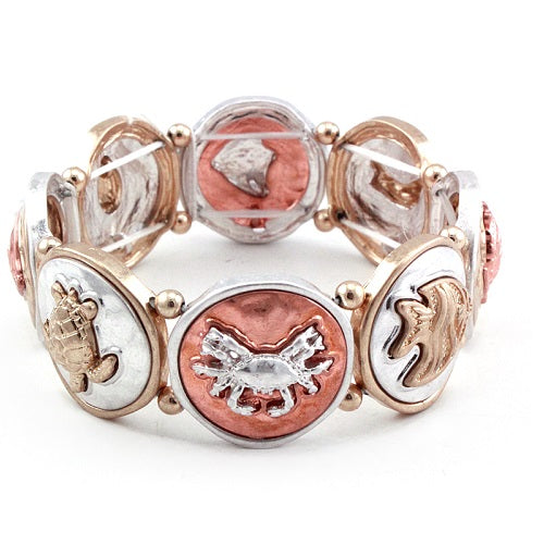 Sea life bracelet - turtle, crab, fish