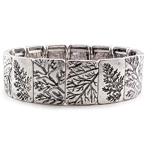 Leaf & branch bracelet - silver